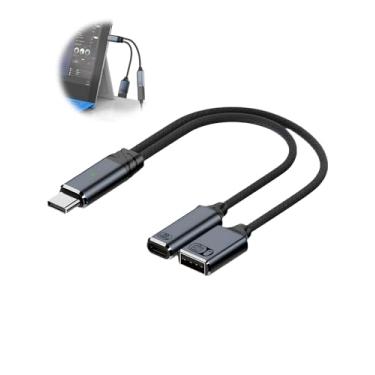Imagem de YUEWEESER Cabo USB C para USB OTG e adaptador de carregamento, cabo divisor Y tipo C 2 em 1 com carregamento rápido PD de 100W para laptop iPhone 16/15 iPad MacBook Galaxy S24/S23 (cinza)