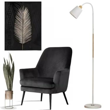 Imagem de Luminária Abajur De Chão Pedestal Articulada Flexível 1,60m Escritório Estilo Clássica Iluminação Direcionável, Design Sofisticado e Máximo Conforto Visual (Branco Claro)