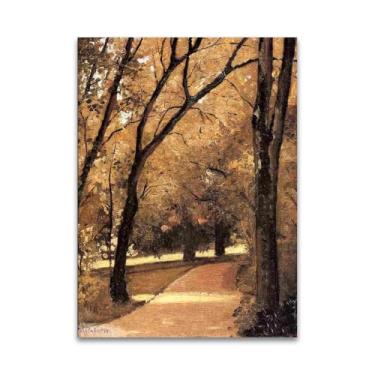 Imagem de Pintura famosa de arte de parede - (madeiras antigas) de Gustave Caillebotte - Reproduções impressas em tela - imagens para decoração de sala de estar (50 x 70 cm (19,7 x 27,5 pol)/sem moldura)