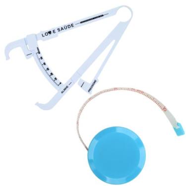 Imagem de Kit Avaliacao Fisica Medir Gordura Corporal Fita Metrica Adipometro - 