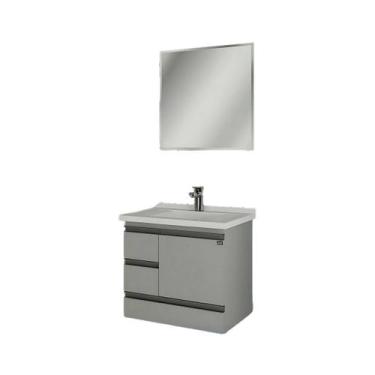 Imagem de Gabinete de Banheiro Mdf Monza com Cuba e Espelho Suspenso - Rainha do