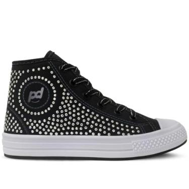 Imagem de Tênis Cano Alto Infantil Menina 23ao34 Casual Brilho 11.135 (Preto, BR, Criança de 9 a 12 anos, Numérico, 34)