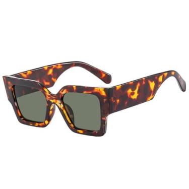 Imagem de Óculos de sol feminino UV400 com rebites transparentes e degradê masculino para esportes ao ar livre, corrida e equitação, verde leopardo
