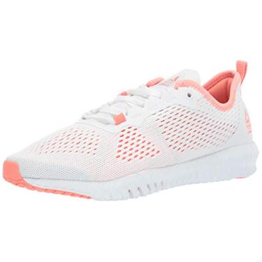 Imagem de Reebok Tênis feminino Flex Mills Cross Trainer, areia clara/branco/goma de borracha, da Flexagon, Branco/Stelar rosa, 9