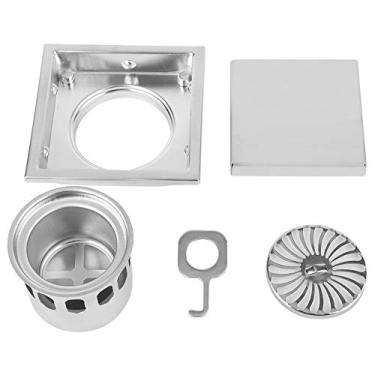 Imagem de Rolha de ralo de pia de banheiro, coletor de cabelo de dreno quadrado de aço inoxidável, rolha de drenagem antiodor ou banheiro doméstico cozinha varanda uso