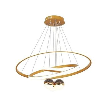 Imagem de Lustre Controle Remoto Moderno Lustre De Teto De Alto Brilho De Luxo Nórdico LED De 3 Cores De Luz Pendente 110V-220V(A-Rotundidade（110V-220V）)