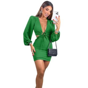 Imagem de Vestido Duna Festa Multiformas Cropped Manga Longa Balada Evento Passe
