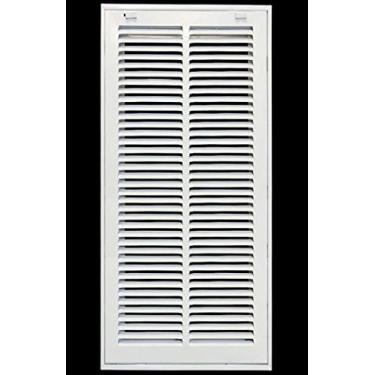Imagem de Grade de filtro de ar de retorno de aço de 25,4 cm x 71 cm para filtro de 2,5 cm - abas de plástico fáceis para rosto/porta removíveis - capa de duto HVAC - face plana estampada - branca [dimensões