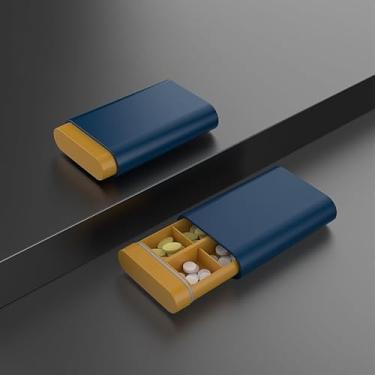 Imagem de Caixa organizadora de comprimidos para 7 dias, recipiente portátil de medicamentos para gerenciamento diário de medicamentos (azul)