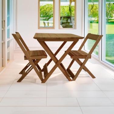 Imagem de Conjunto de Mesa para bar com 2 Cadeiras Dobráveis Ismalu, Mel
