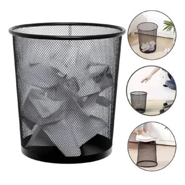 Imagem de Lixeira Aramada Decorativa Preto 10l Telado Vazado Escritorio Sala Consultorio Metal Design Moderno E Robusto