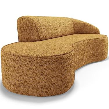 Imagem de Sofá 3 Lugares Curvo Living Firenze Direito D02  Bouclê Mostarda 230cm Pb-03