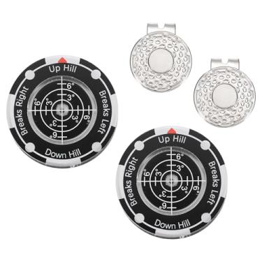 Imagem de YELARXI 2 peças de leitor verde de golfe, marcador de bola de golfe com bolha de auxílio de leitura verde de alta precisão e clipe magnético para tampa - adequado para (treinamento/acessórios/presente