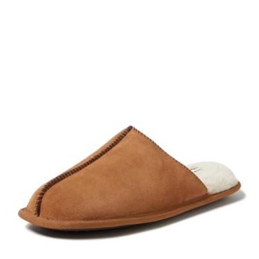 Imagem de Dearfoams Pantufa masculina de camurça genuína para uso interno e externo com espuma viscoelástica Bradford Scuff House, Castanho, 41