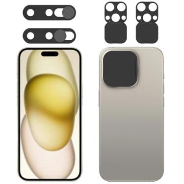 Imagem de Capa para câmera frontal compatível com iPhone 15 Pro/15 Pro Max com capa de lente traseira, protege a privacidade e a segurança, mas não afeta o reconhecimento facial (2 unidades, versão atualizada