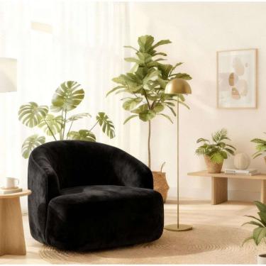 Imagem de Poltrona Orgânica Luxo Recepção Lótus Suede Cor Preto