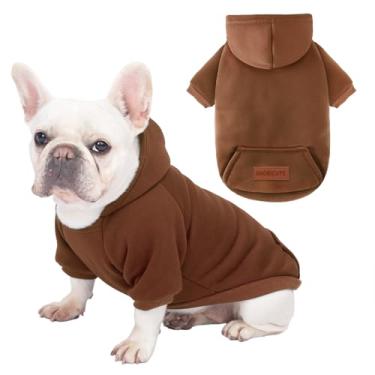 Imagem de Pacote com 2 moletons com capuz para cães quentes para clima frio roupas para cães pequenos e médios para homens e meninas meninos uso diário (café, GG (Costas: 45 cm, Peito: 58 cm)