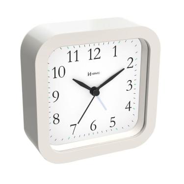 Imagem de Relógio Despertador Herweg Quartz Sem Tic Tac Branco Fosco 2645-132 único