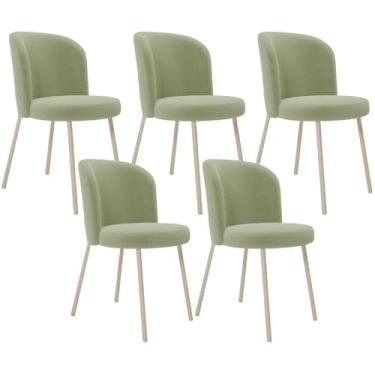 Imagem de Kit 05 Cadeiras Para Sala de Jantar Cozinha Estofada Gavi Arena L02 Bouclê Oliva - Lyam Decor