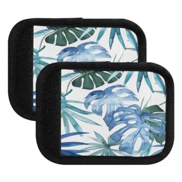 Imagem de Qilmy Pacote com 2 identificadores de bagagem, folhas tropicais, folhas de palmeira, alças confortáveis, capas para carrinho de bebê, mala de viagem, acessórios de viagem de avião761
