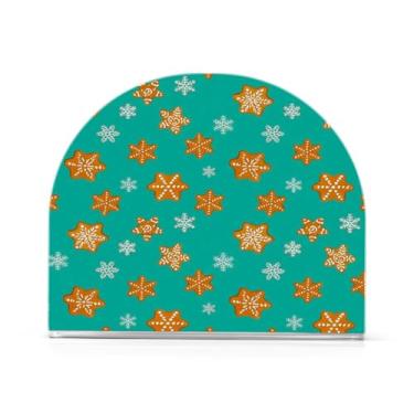 Imagem de Qilmy Porta-guardanapos de acrílico para pão de gengibre de Natal, porta-guardanapos para mesas cozinha restaurante decoração de casa, suporte decorativo moderno para guardanapos de coquetel de papel
