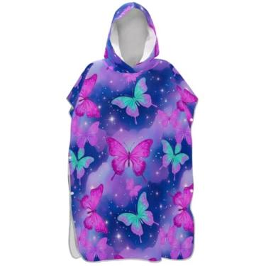 Imagem de Joisal Poncho de surfe para adultos trocador de roupa de banho com capuz bonito plus size colorido borboleta ponchos de praia para homens