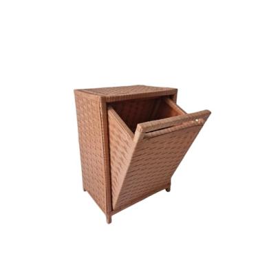 Imagem de Cesto de Roupa Basculante Organizador, Estrutura de Madeira, Acabamento em Fibra Sintética Colorida (AVELÃ)