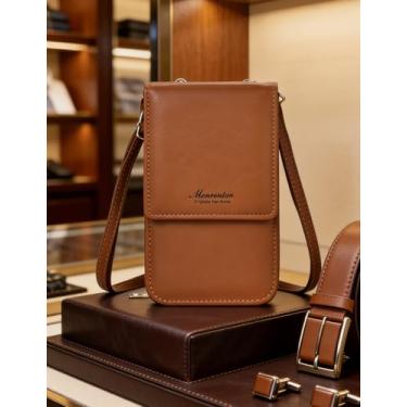 Imagem de Bolsa tiracolo feminina de couro marrom