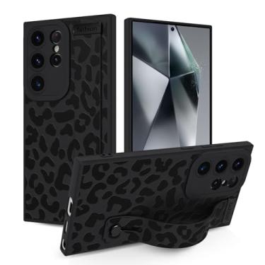 Imagem de Jefonha Capa para Samsung Galaxy S24 Ultra 6,8 polegadas lançado em 2024, capa de silicone com alça para mulheres meninas linda leopardo guepardo capa protetora com suporte ajustável para S24 Ultra