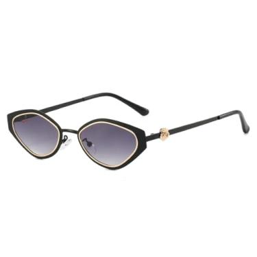 Imagem de HCHES Óculos de Sol Retangulares Retro Gradientes Femininos Luxo Masculino Casual UV400 (preto e cinza)