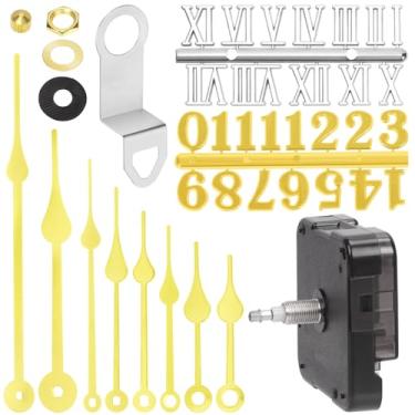 Imagem de Swpeet 16 peças de comprimento do eixo 23 mm - 29/32 polegadas, kit de reparo de mecanismo de movimento de relógio de parede, 1P movimento de relógio com ganchos, 4 pares de ponteiros de hora e