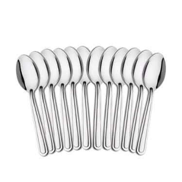 Imagem de Kit 12 Colher Talher Aço Inox Grande Luxo Sopa Bar Restaurante Buffet Faqueiro