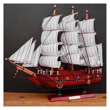 Imagem de shuicui Modelo de veleiro vermelho 33 cm presente de aniversário de madeira decoração de casa artesanato barco vintage