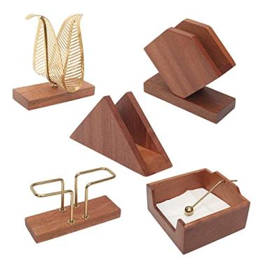 Imagem de Suporte de toalha de papel moderno suporte de guardanapo de madeira maciça suporte de lenços vertical criativo caixa de lenços decoração de casa decoração de mesa de restaurante (cor: 6) (7)