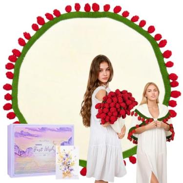 Imagem de Cobertor de buquê de flores de crochê, presentes para mulheres, cobertor de rosa macio e leve, ideias de presentes para ela, mãe, irmã, melhor amiga, esposa, namorada. Aniversário, Natal