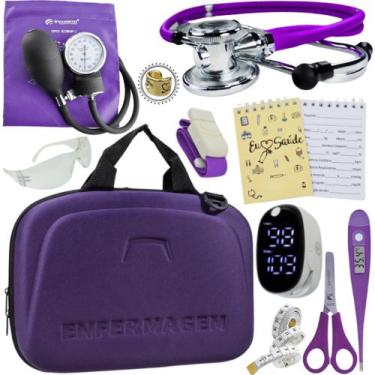 Imagem de Kit Enfermagem Super Luxo Maleta Exclusiva Completa - Love Saude, ROXO