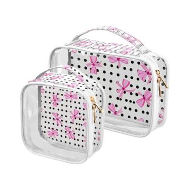 Imagem de xigua Bolsa de maquiagem com bolinhas para mulheres, bolsa de cosméticos transparente de viagem, bolsa de higiene portátil à prova d'água para viagens, férias, organização de banheiro