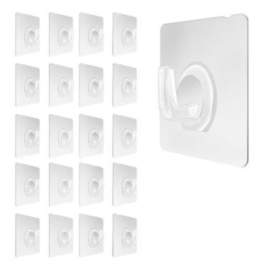 Imagem de 30 peças ganchos de parede, transparente, forte, autoadesivo, chave, toalha, porta, pendurar na parede, acessórios de cozinha, banheiro, ganchos, 30 peças