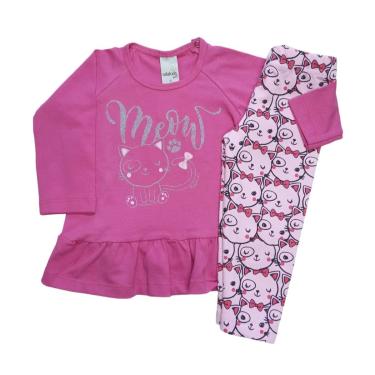 Imagem de Conjunto Bebê Menina Longo com Legging Gatos Pink - Ralakids