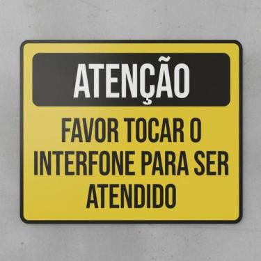 Imagem de Placa Acm Atenção Favor Tocar Interfone Ser Atendido 18X23 - Sinalizo