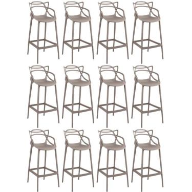 Imagem de Kit 12 Banquetas Allegra Com Encosto Design Cozinha/bancada - Fendi