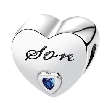 Imagem de Pulseira Feminina De Prata Esterlina 925 Com Berloques De Coração 'Amo