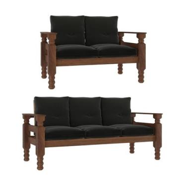 Imagem de Jogo de Sofá Madeira Maciça 2 e 3 Lugares Liz Multimóveis CR7004, Graf