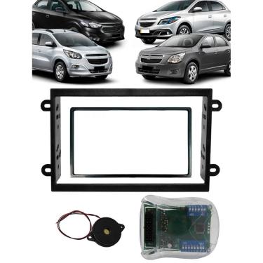 Imagem de Moldura De Painel 2 Din + Interface Comando de Volante Chevrolet Onix Cobalt Spin Prisma 2013 2014 2015 2016 2017 2018