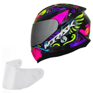 Imagem de Capacete Moto Feminino Norisk Razor Circus Viseira Prata, Preto Rosa B