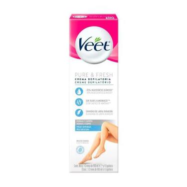 Imagem de Creme Depilatório Veet Pure & Fresh Pernas e Corpo Pele Delicada 100ml