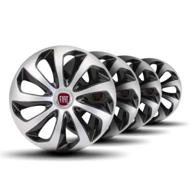 Imagem de Jogo Calota Velox Aro 15 Silver Black c/Emblema Fiat - Elitte