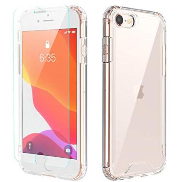 Imagem de Capa ALOFOX para iPhone SE 2020, capa para iPhone 8, capa para iPhone 7, com [2 películas de vidro temperado] capa rígida de policarbonato + TPU antiarranhões antiramarela para iPhone