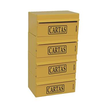 Imagem de Caixa Correio Condomínio Frontal Para Muro Amarela 4 Módulos