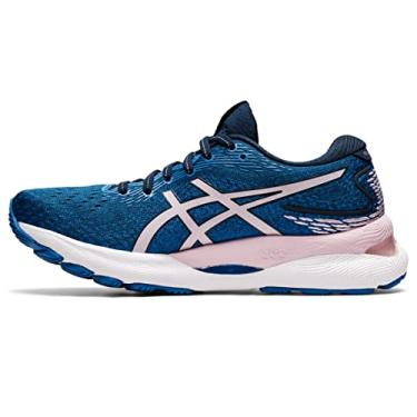 Imagem de ASICS Women's Gel-Nimbus 24 Running Shoes, 7.5, French Blue/Barely Rose